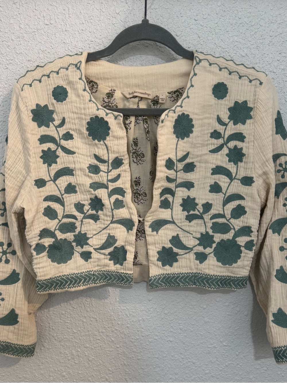 Soft Surroundings Secret Garden Boho Chic Bolero Jacket